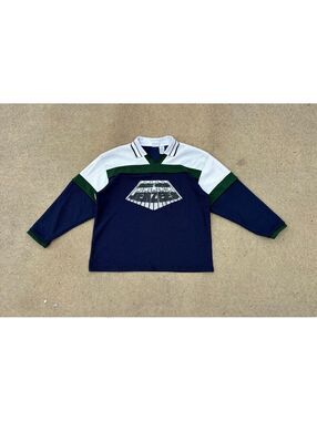 Jerzees Vintage Soccer Style Long Sleeve Polo Shirt Size XL